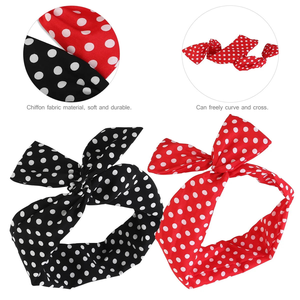Hair Handkerchiefs for Women Scrunchies Girls Rockabilly Band Bands Accessory Korean Version 6