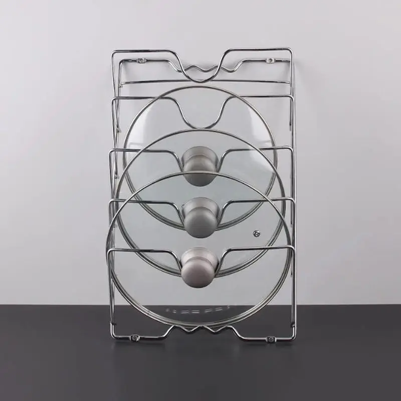 1Pcs Kitchen Accessories Stainless Steel Pot Lid Shelf Kitchen Organizer Pan Cover Lid Rack Stand Holder Dish Rack 6