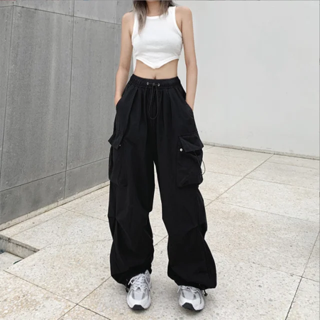 Y2K Women Streetwear Techwear Cargo Korean Harajuku Baggy Parachute Pants for Men Sweatpants Wide Leg Joggers Trousers Clothes 2