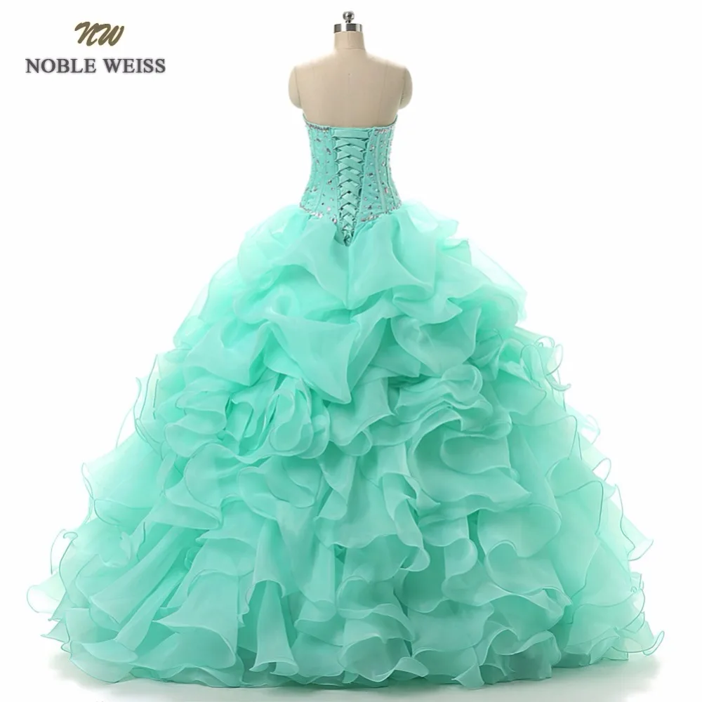 Ball Gown Quinceanera Dresses for 15 Years with Beaded Sweetheart Organza with Beads Crystal Sequined Formal Dress