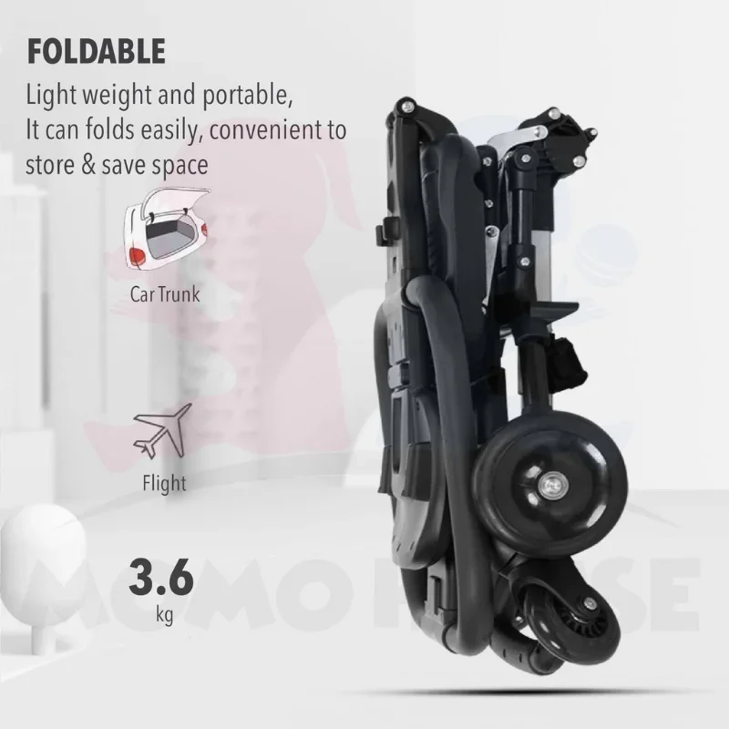 Foldable Baby Stroller Lightweight Infant Stroller with 360&deg; Universal Wheel Soft Wide Seat Height Adjustable Halloween Gifts baby stroller