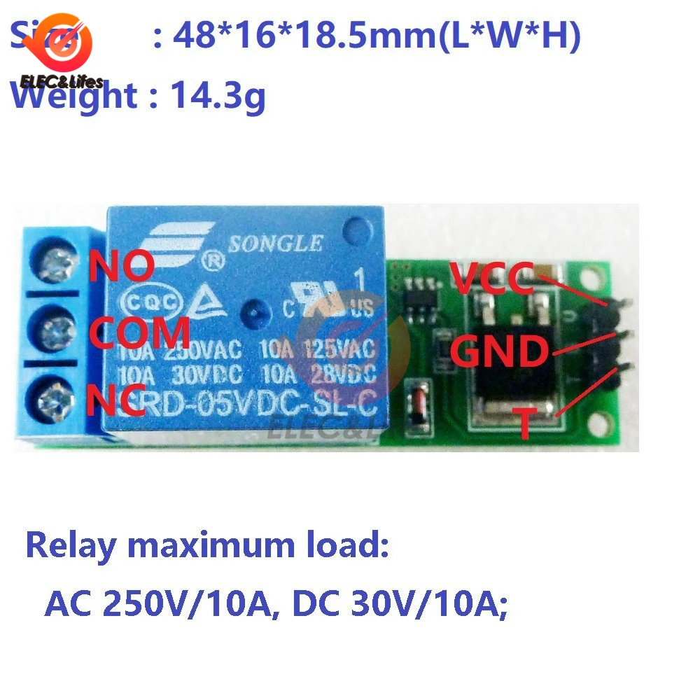 Trava Módulo de Relé Bistable Self-Locking Switch, Pulso Baixo Gatilho Board, Arduino Smart Home LED, DC 6V, 9V, 12V, 24V