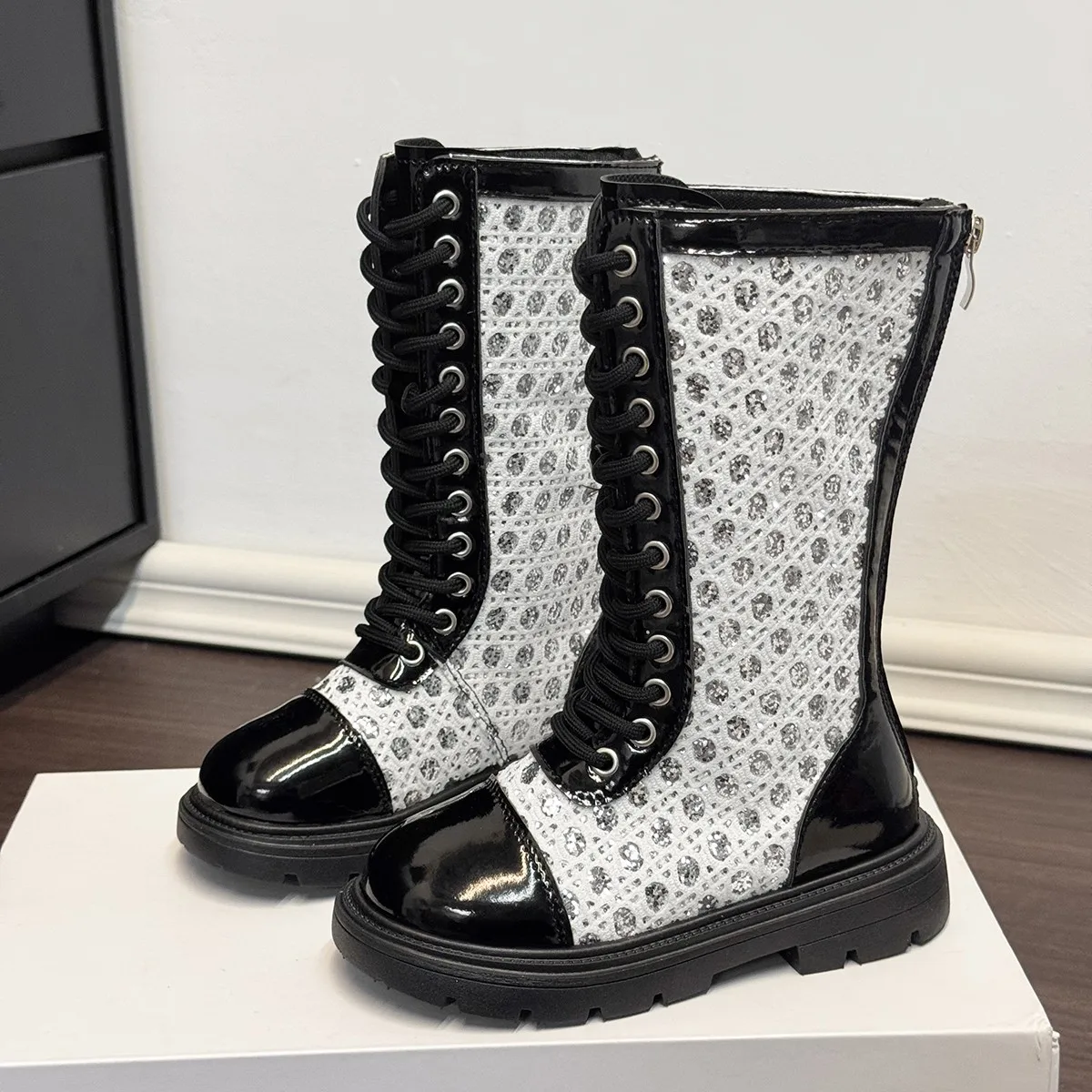 Girls Mid Calf Boots Autumn Breathable Non Slip Kid School Shoes