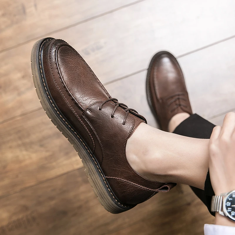 

New Men Handmade Loafers Shoes Brogue Casual Shoes Men Genuine Leather Shoes Cargo Work Boots Business Casual Sneakers