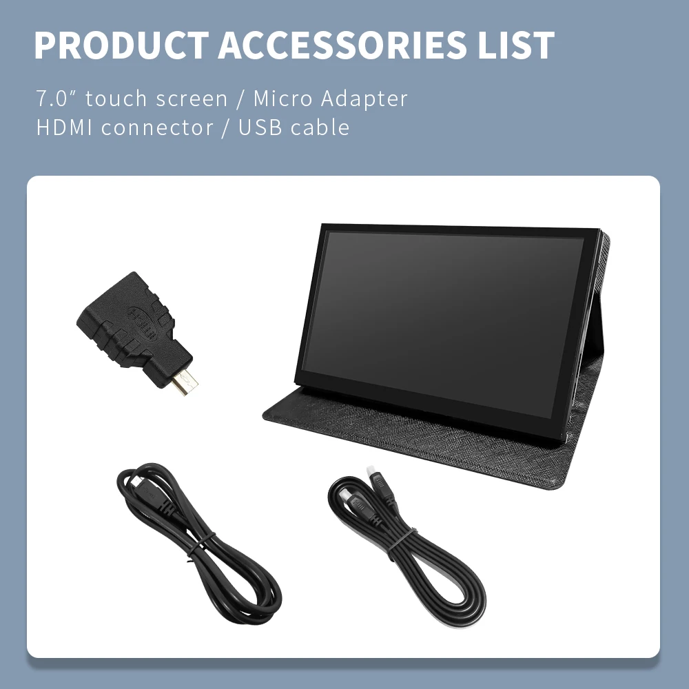 Monitor portátil con pantalla táctil, actualización compatible con HDMI, interfaz tipo c, segunda pantalla LCD de 7 pulgadas para PC, raspberry pi