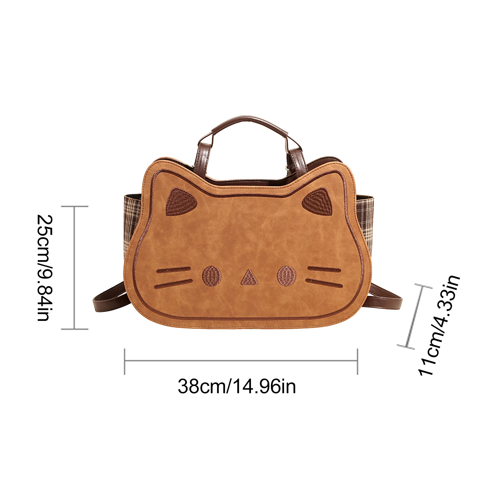 PU Leather Shoulder Bag Fashion Underarm Bag Cute Kitten Backpack for Women Work Shopping Travel