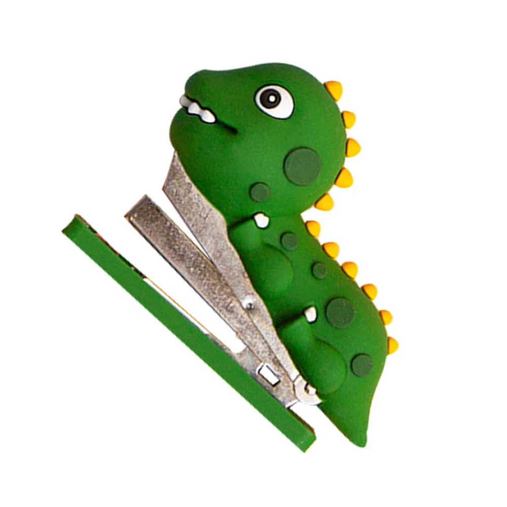 Mini Stapler Dinosaur Cartoon Silicone Ornament Cute Decors Stainless Steel Office