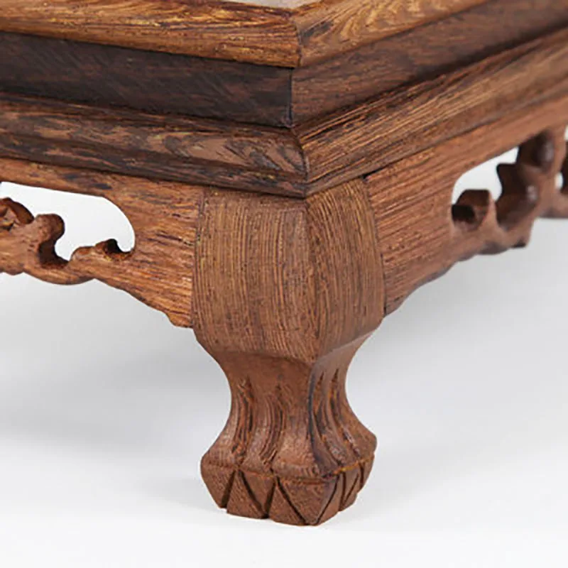Rosewood Carving Crafts, Buddha Ornaments Base, Chicken Wing Wooden, Rectangular Vase, even Stone Base, Solid Wood Support
