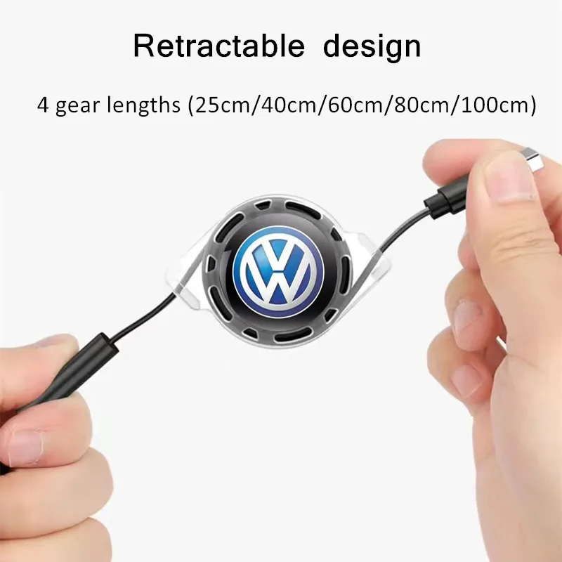 New 3 In 1 Micro USB Type C Charging Cable Multi Charger For VW Volkswagen Golf