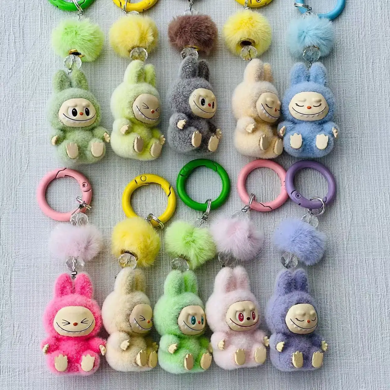 Labubu Plush Keychain Cartoon Creative Three-dimensional Doll Schoolbag Pendant Car Keychain Men And Women Gifts Plush Toy Plush Doll