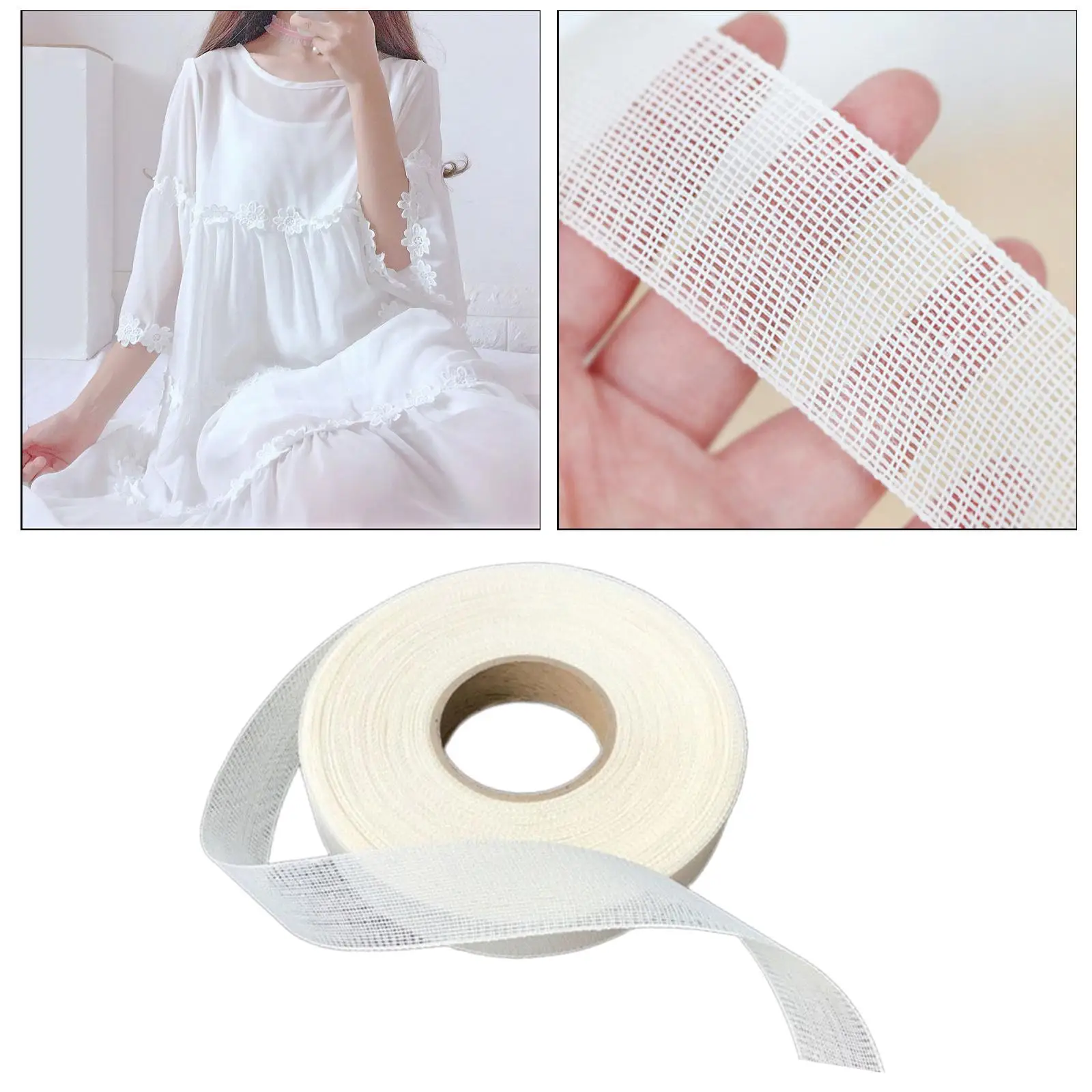 Stitched Hem Fusing Sewing Crafts Costume Accessories Hemming for Women Dress Wedding Chiffon 1.4inch wide