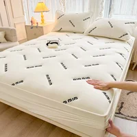 1 pc Quilted Mattress Cover White Color Letter Embroidery Bed Cover Single/Queen/King Mattress Protector Thick Fitted Bed Sheet 1