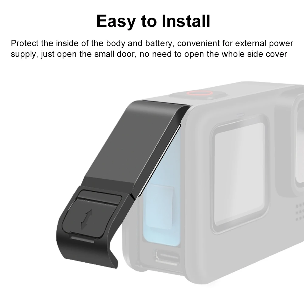 Black Side Interface Door Cover for GoPro HERO 13 12 11 10 9, Repair Part for HERO 10 9 Data Port Cover Replacement