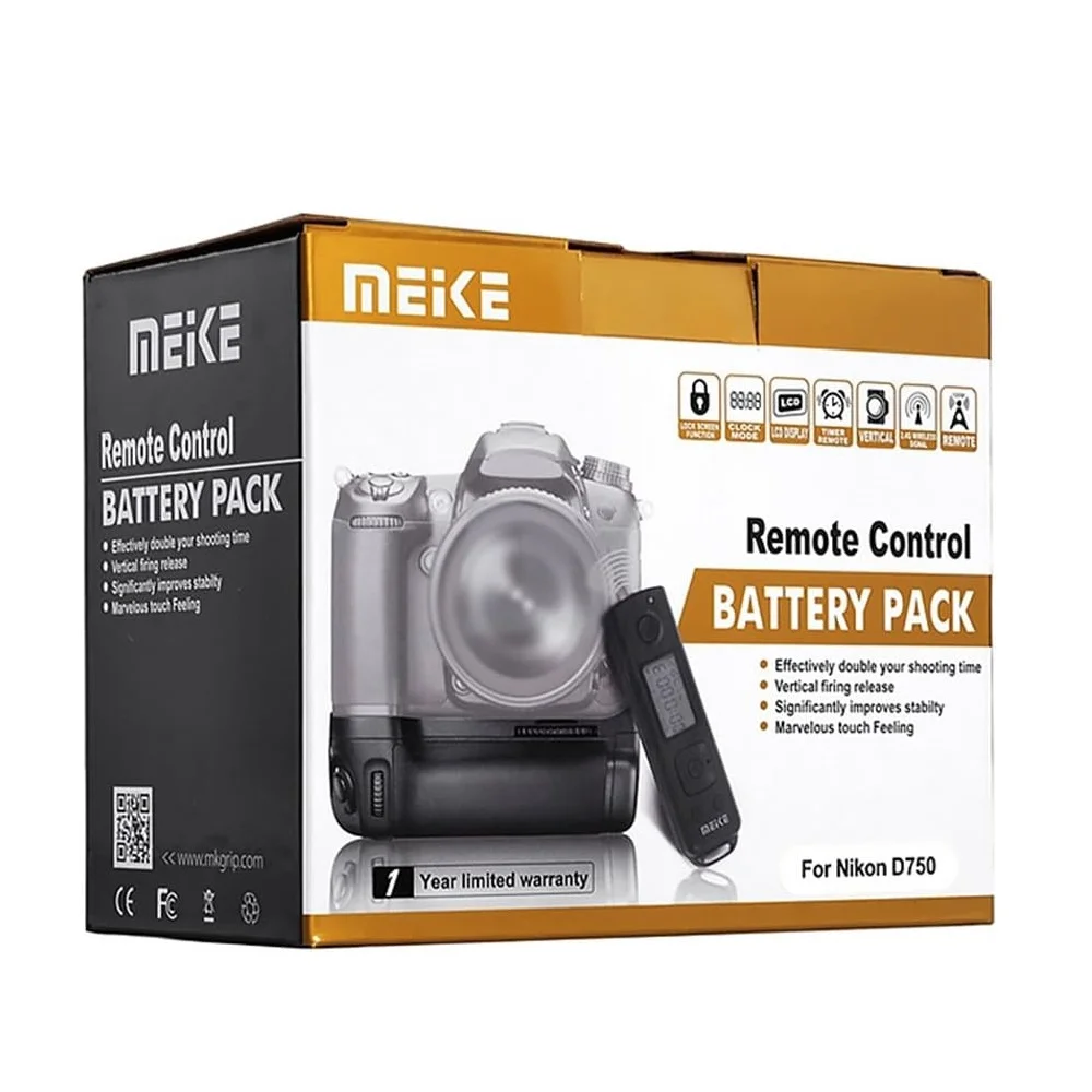 MEIKE Pro Grip for D750 Wireless Remote MB-D16 Replacement Dual-Battery Vertica