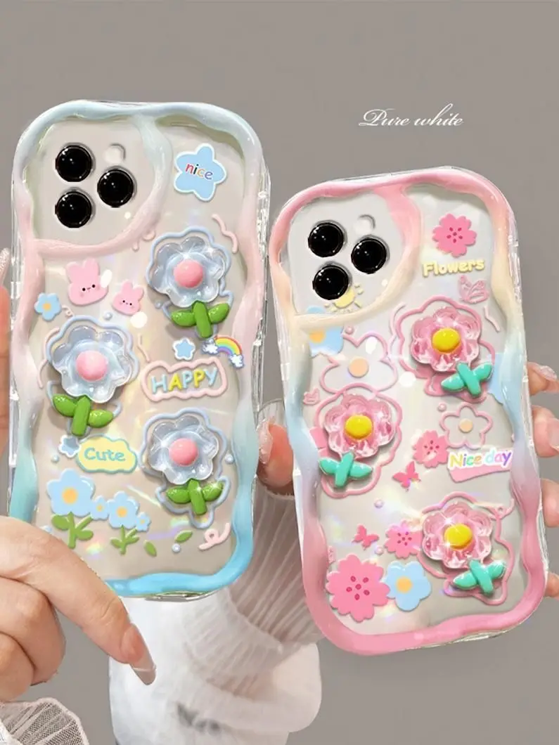Elegant 3D Floral Chain Phone Case Cover