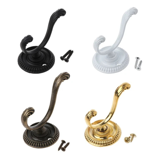 Heavy Duty Wall Hooks Antique Hanger Sturdy Decorative Coat Racks Zinc  Alloy Double Hook for Hanging Hats Towels Keys