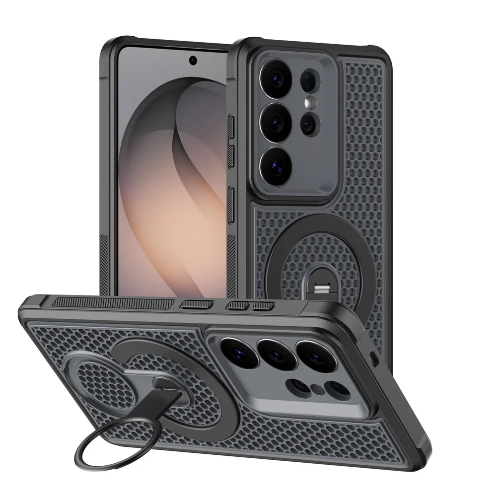 Honeycomb Cooling Case with 360° Rotatable Magnetic Ring Stand Holder
