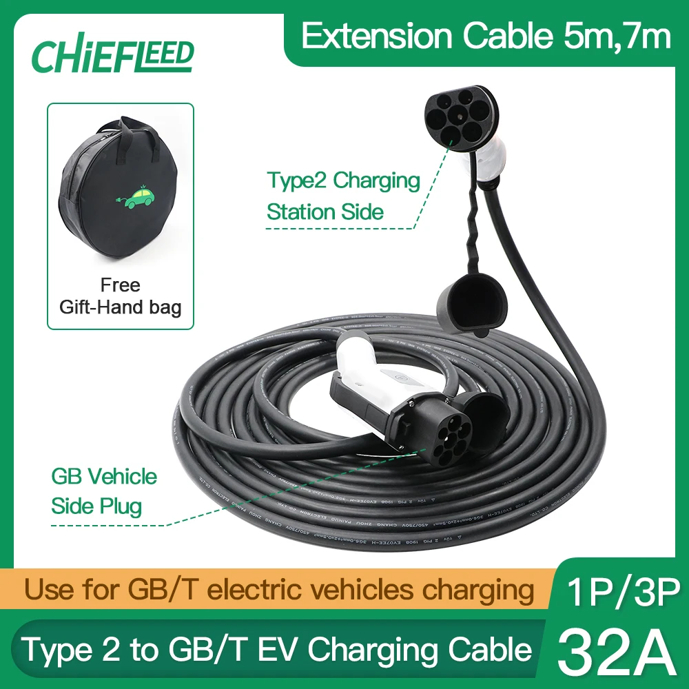 Câble de charge pour voiture électrique - Type 2 côté véhicule, Type 2 côté  station, 400V, 32A - droit - e-Station Store