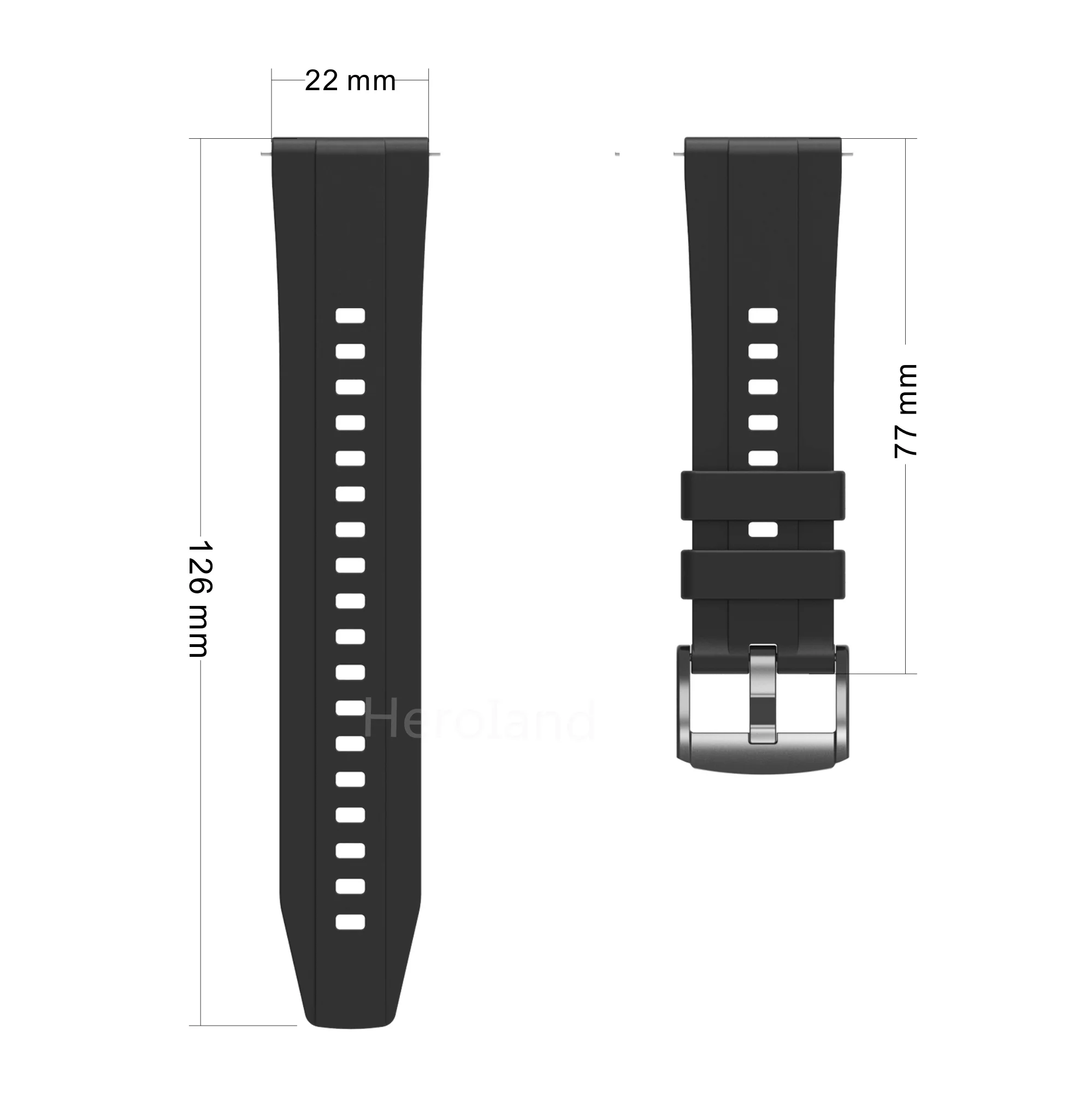 Silicone 22mm Watchband with Matching Case in Various Colors