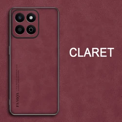 Premium Shockproof Matte Leather Case - Soft and Sleek Protector Cover for Honor X7c (Wine red)