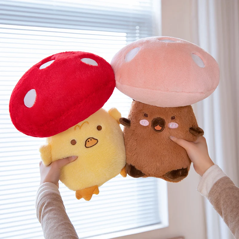 32cm Cute Kawaii Mushroom Animals Dolls Capybara Plush Toy Duck Cat pillows Bedroom Sofa Decoration Gifts For Girls And Boys 3