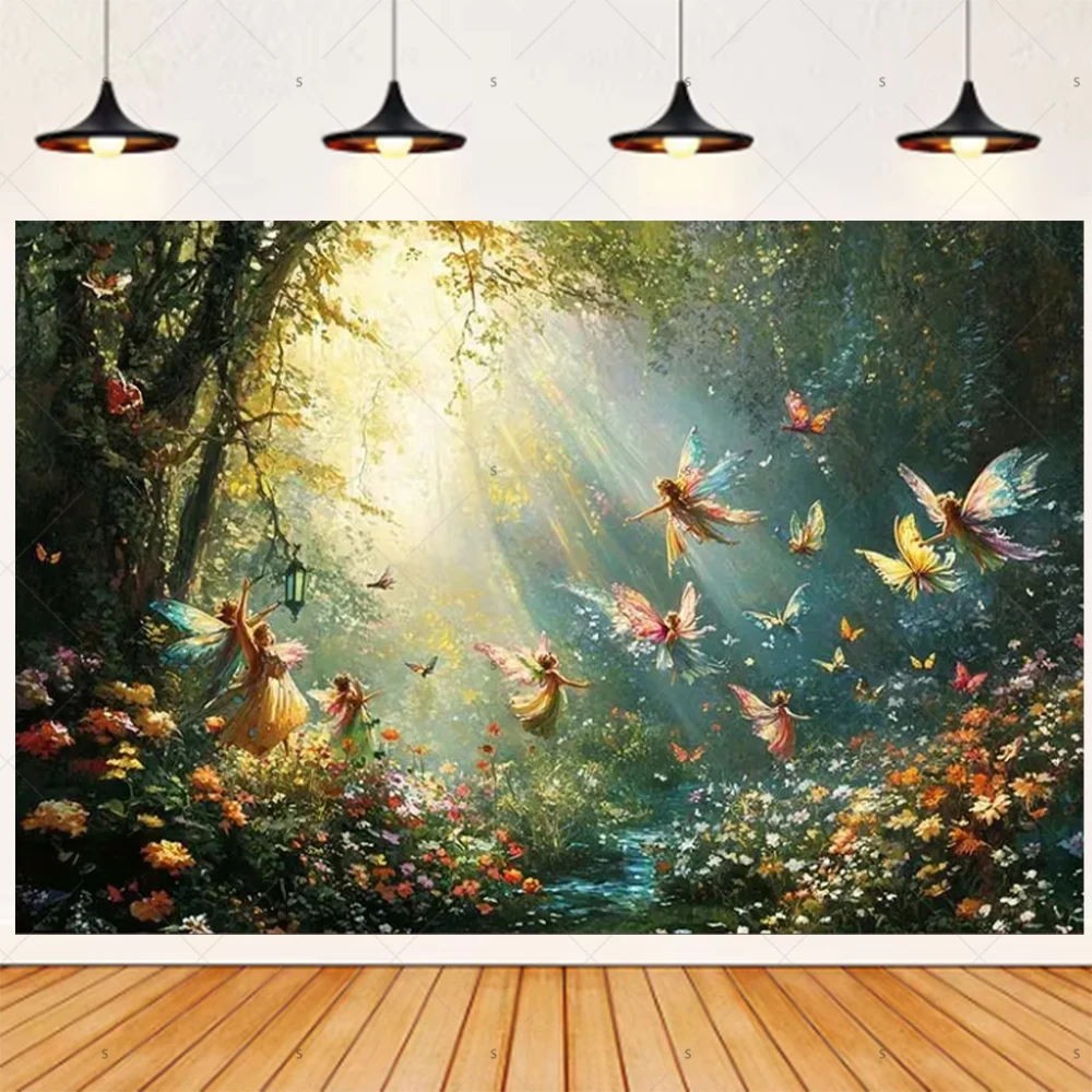 Magische Waldfee, der Hintergrundbanner sammelt, Geburtstagsparty-Dekorationen, Babyparty-Zubehör, Fotografie-Hintergrund, Kindergeschenke – Detail 17