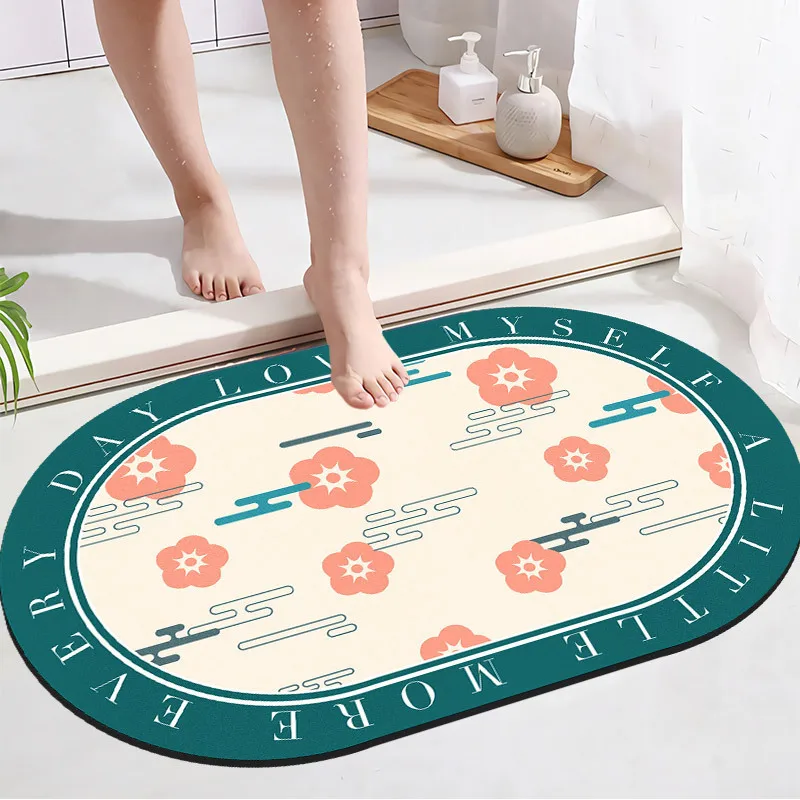 

Small Fresh Flower Shower Room Anti slip Foot Pad rugs