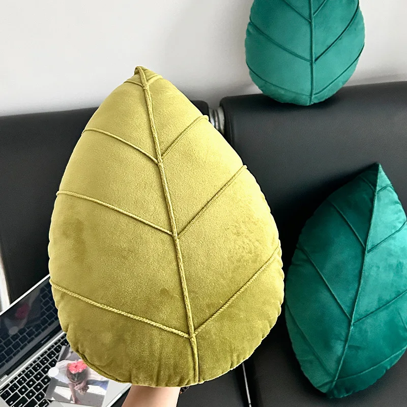 1pc Green Decorations Leaf Shaped Pillows Nordic Style Minimalist Living Room Sofas Headboard Cushions New Year's Gifts