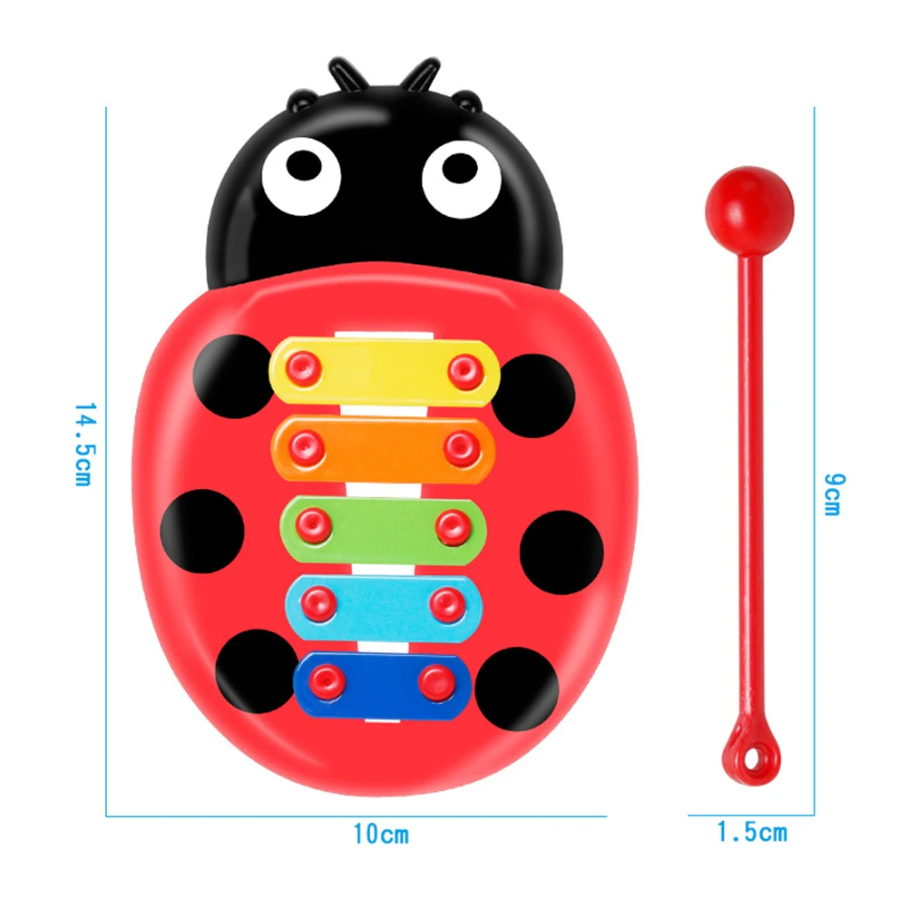 Ladybug Glockenspiel Xylophone with Mallet Percussion Musical Instrument Educational Musical Toy 8 Notes for Kids and Toddlers