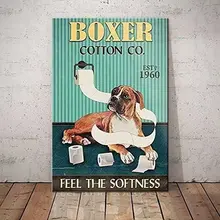 

Boxer Dog Retro Metal Tin Signs Cotton Co. Feel The Softness Restaurant Cafe Living Room Kitchen Home Bar Decoration