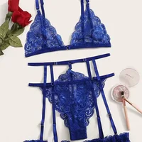 Dames mode grande taille Lingerie vêtements de nuit femmes dentelle nuisette nuisette maille vêtements de nuit sexy sous-vêtements soutien-gorge et slips ensembles de jarretelles 4