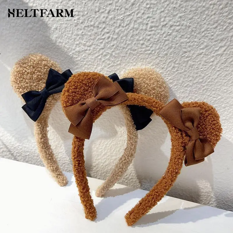 

Cute Bow Bear Ears Plush Simple Hairbands Fashion Hair Accessories Gift Kids Lovely Hair Ornament Headband Hair Hoops Children