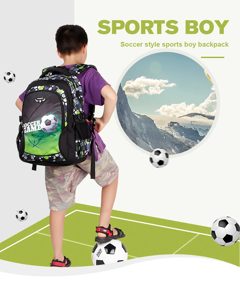 Lightweight Football Schoolbag Cut Anime Backpack Travel Bag Soccers School Bags for Teenage Boys Bookbag Ball Kids Backpack 6