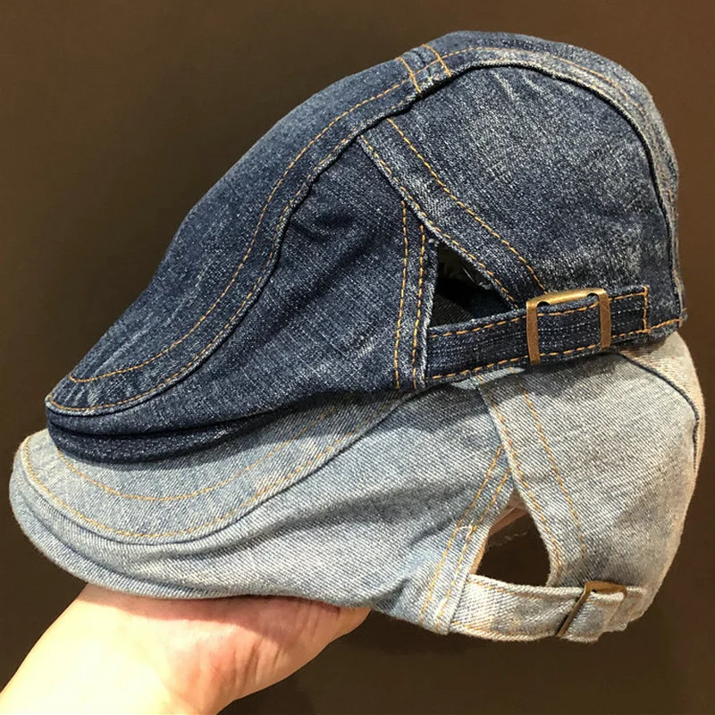 

Vintage Denim Beret Hats Men Women Unisex Jeans Berets Newsboy Hat Spring Autumn Hats Peaked Cap Casual Forward Adjustable Caps