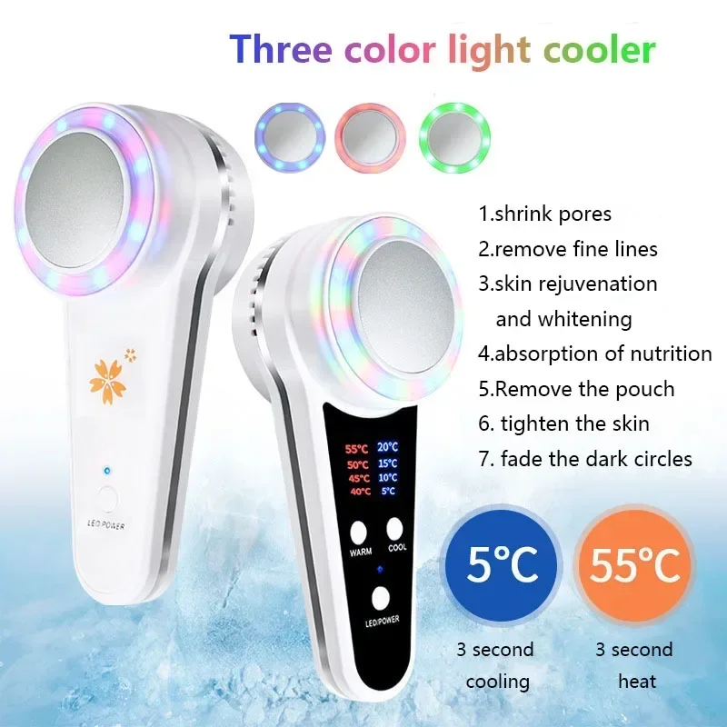 Lifting Rejuvenation Facial Machine Cryotherapy Face Care Device Hot Cold Hammer Blue Photon Acne Treatment Skin Beauty Massager