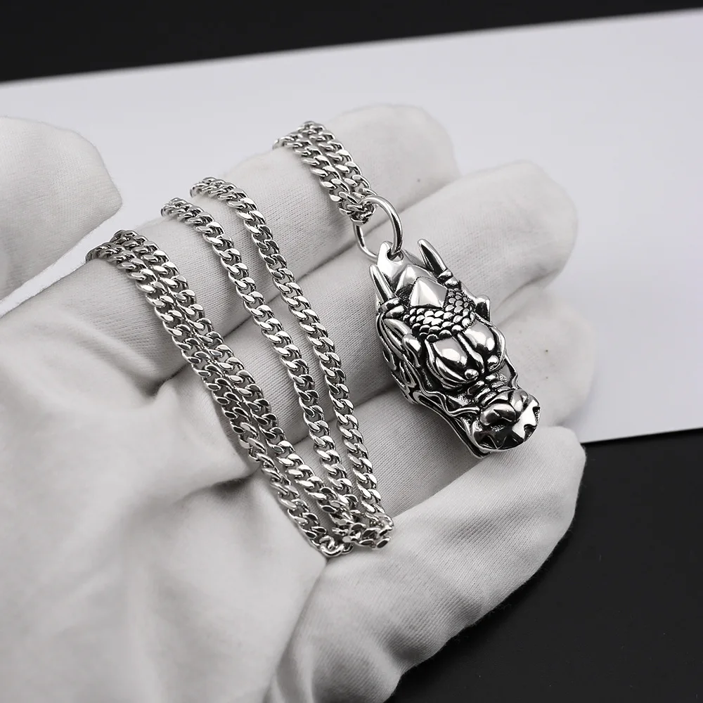 Twelve zodiac signs dragon head pendant necklace men's necklace