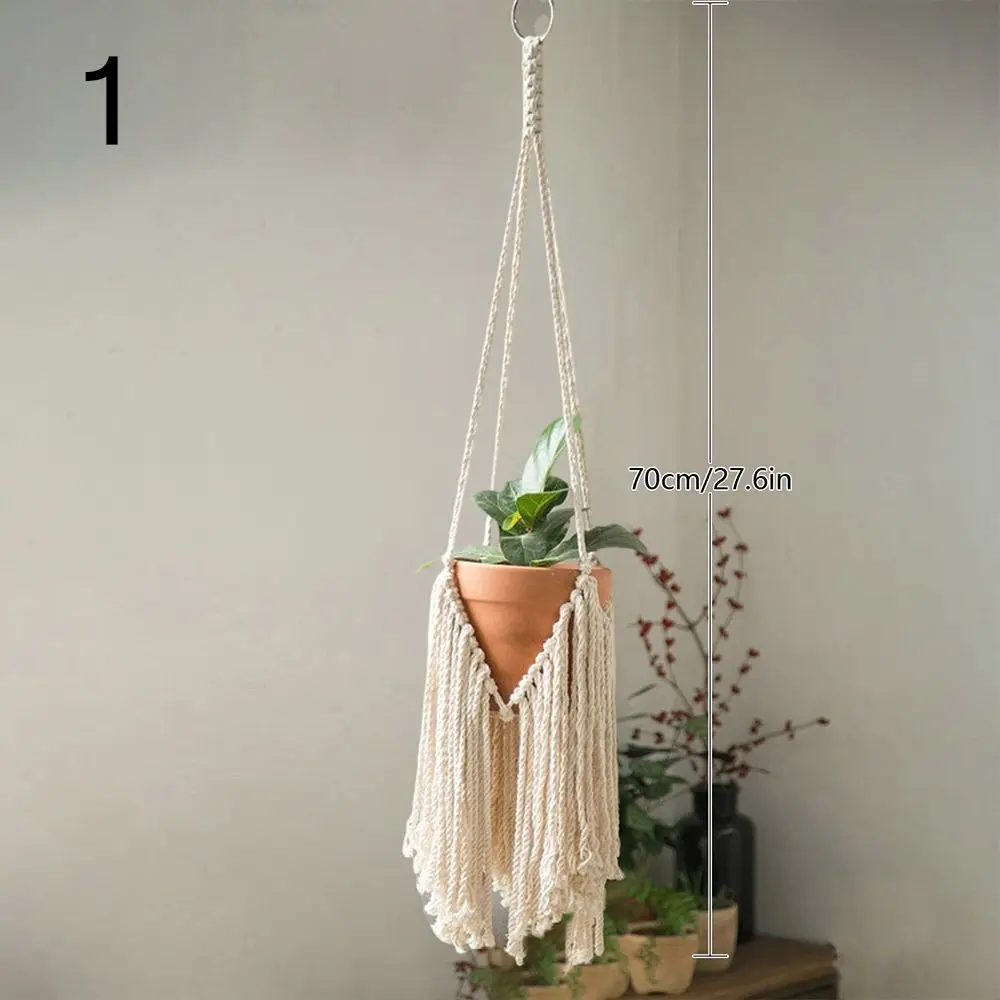 New Macrame Plant Hangers Handmade Beige Color Cotton Rope Hanging Planter Flower Pot Hanging Basket Home Decoration