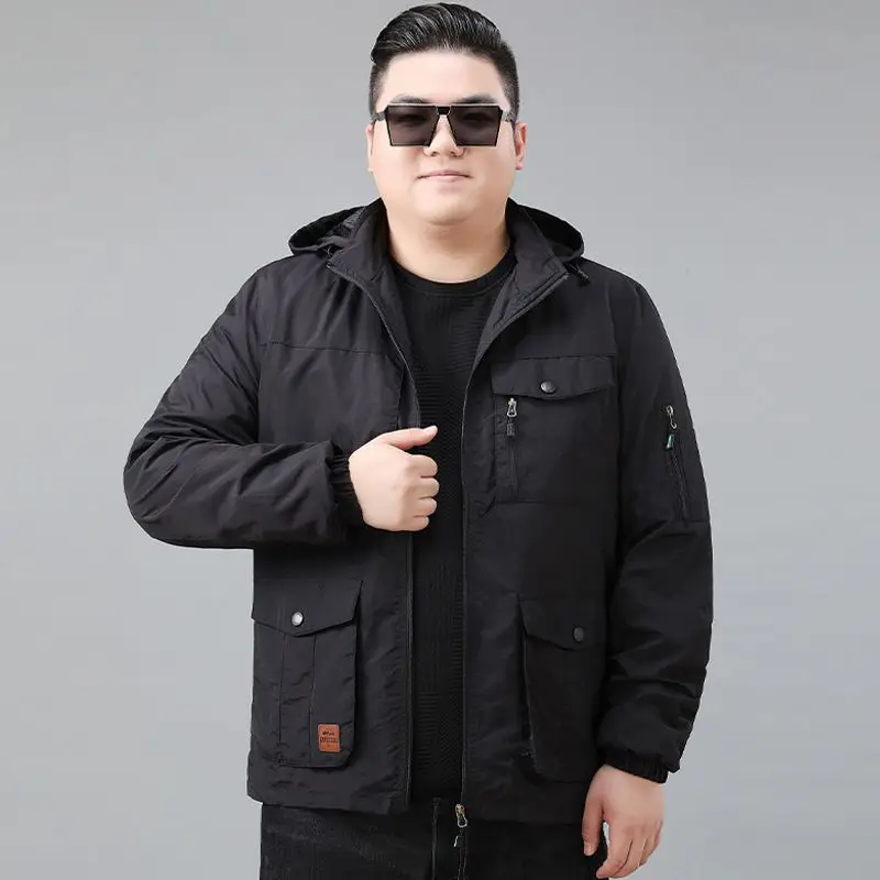 

Waterproof Men's Jacket Oversized Male Windbreaker Hooded Outerwear Multi Pockets Casual Jacket Men Clothing Coat 2023 T03