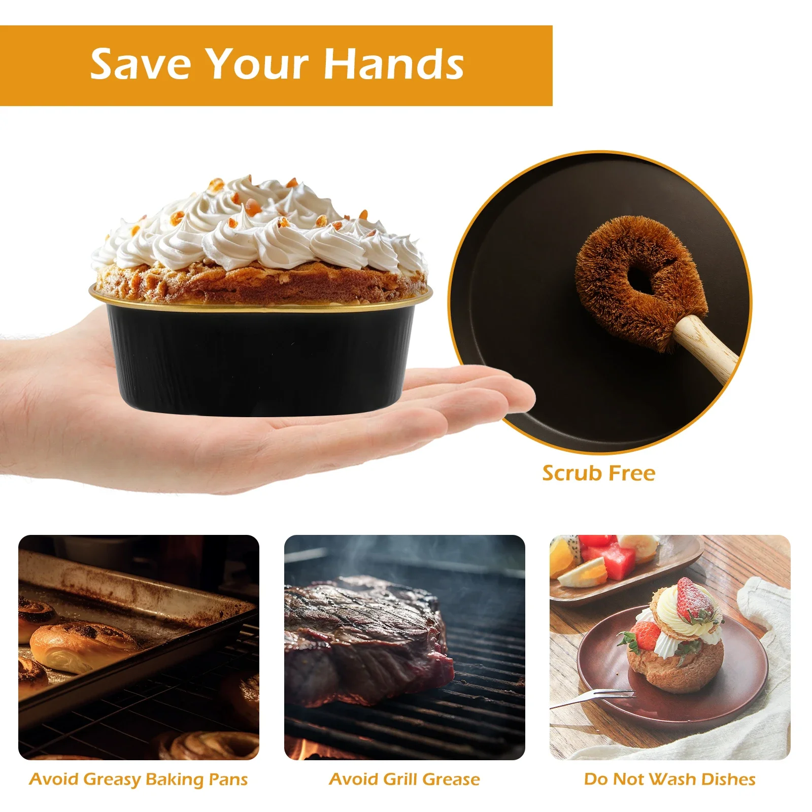 100pcs Foil Cupcake Liners Portable Heat Resistant Aluminum Cake Cups Non-stick Round Aluminum Muffin Liners Easy to Use