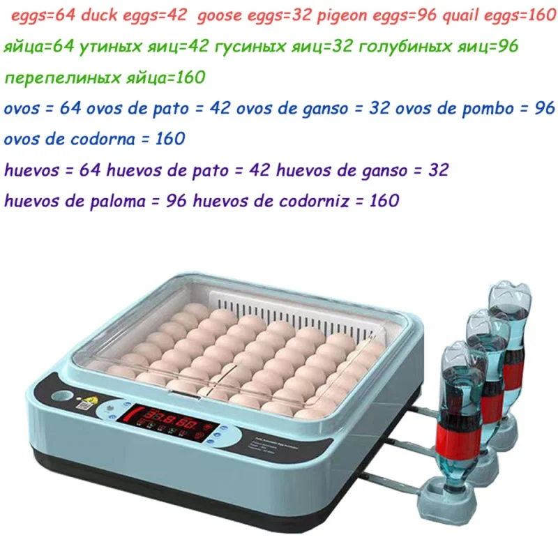 

Brooder 64 Eggs Incubator Fully Automatic Regulate Humidity Temperature Control for Pigeon Quail Duck Goose Farm Poultry Tool