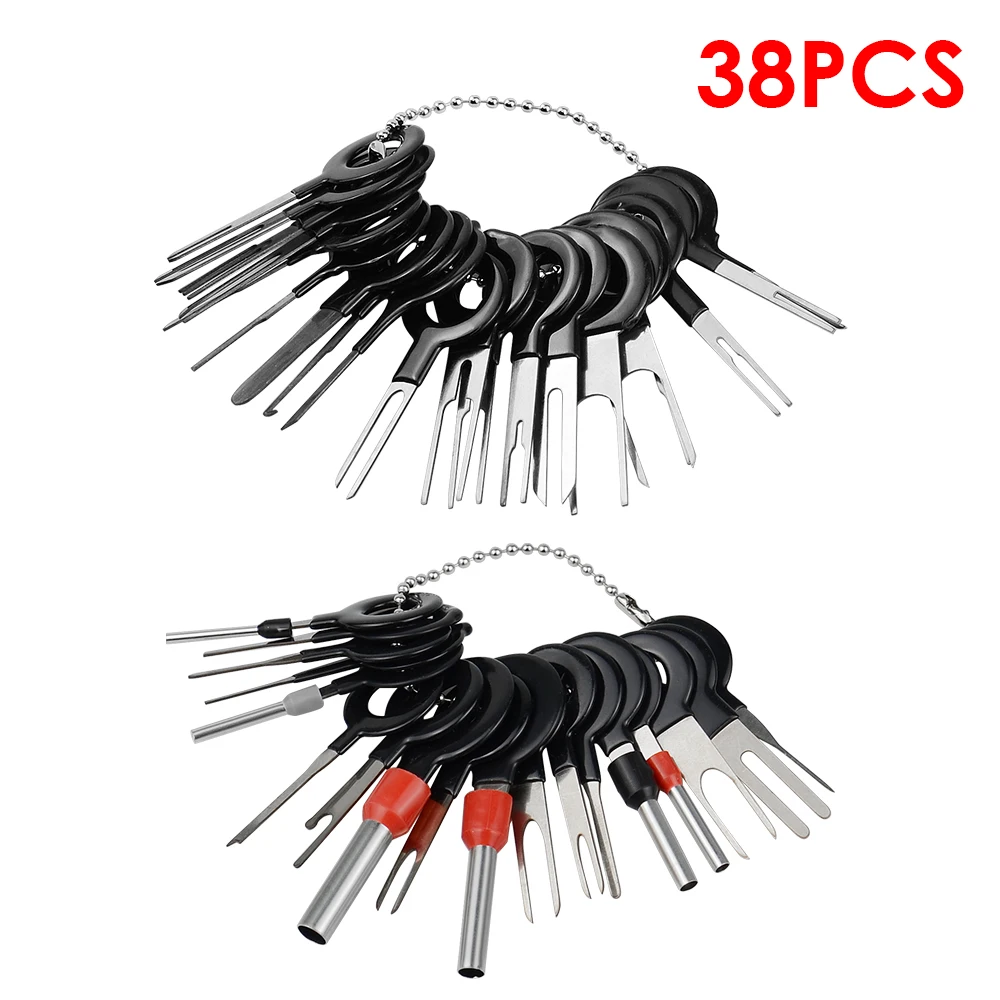 3/8/11/18/38pcs Car Terminal Removal Tool Wire Plug Connector Extractor Puller Release Pin Extractor Kit For CarPlug Repair Tool terminal removal kit car terminal extractor car repair tool terminal removal tool car terminal puller electrical connector pin removal kit