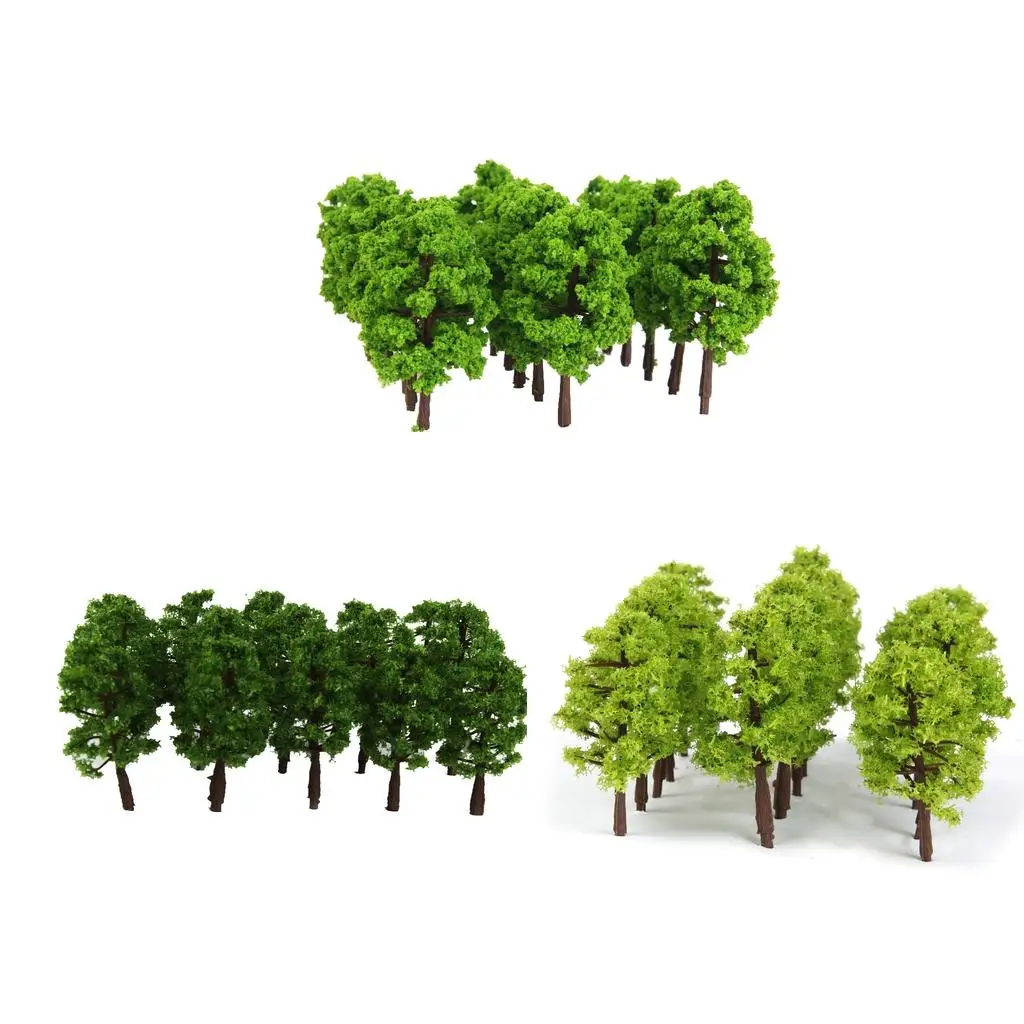 60 Light/Dark Green Trees N Scale Model Train Layout Park Street Scenery 8cm 