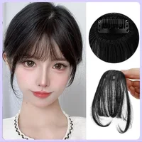 Faux Air frange cheveux Extension à clips cheveux synthétiques fausse frange naturel faux postiche femmes pince en frange outils de coiffure 4