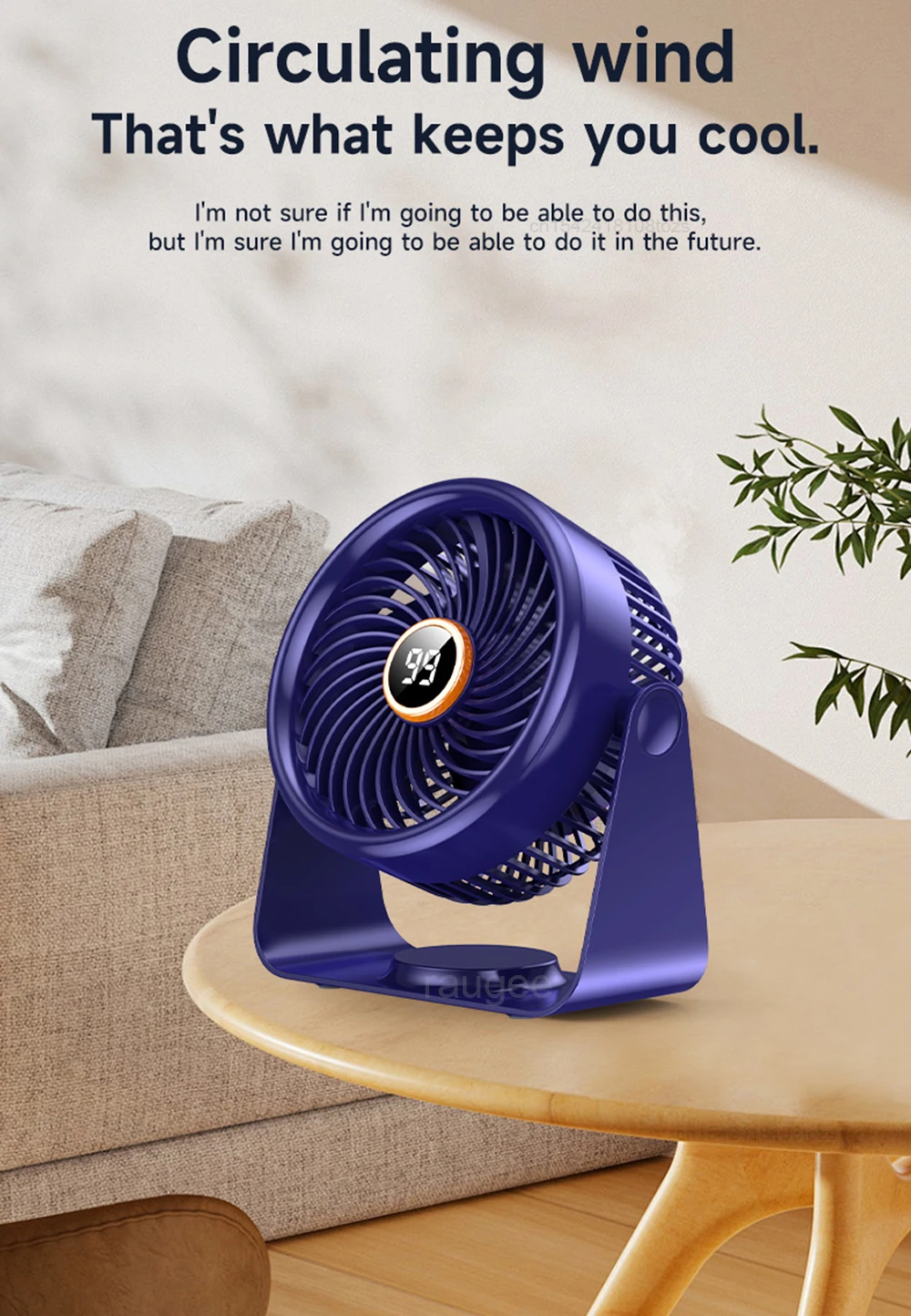 Description Picture 2 of itemPortable Electric Fan Wireless Portable Air Circulator Fan 2400mAh Rechargeable Desktop Wall Quiet Ceiling Fan Air Cooling Fan