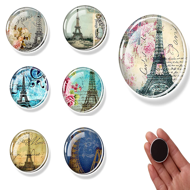 

Paris Eiffel Tower Refrigerator Magnet Glass Dome Cities Travel Decorative Refrigerator Stickers Retro Style Home Accessories