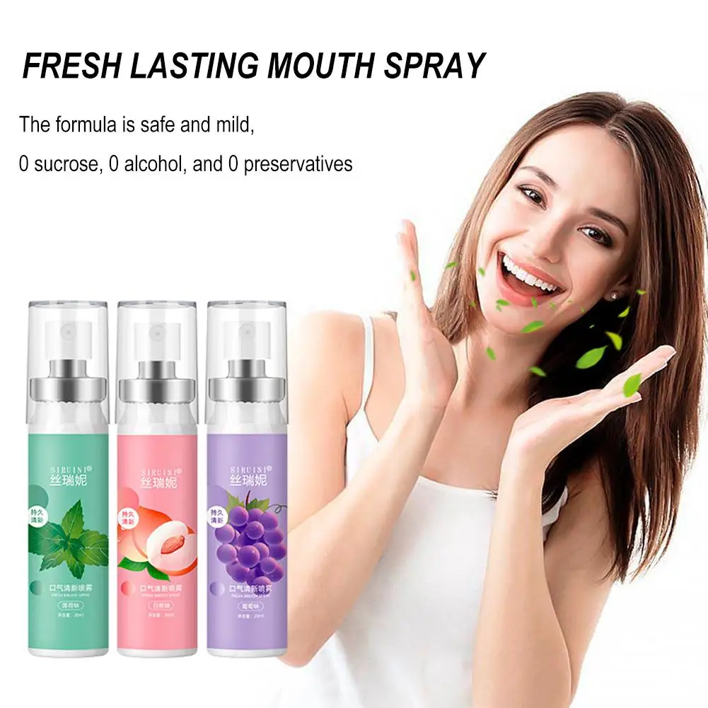 

20ml Fruit Flavor Fresh Oral Spray Grape Peach Breath Breath Grapes Sweet Deodorant Remove Spray Spray Peach Mouth Freshene L2A0