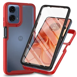 5G Crystal Clear Protective Case with Bumper and PET Front Film for Moto G17 (G17 Power) (Red)