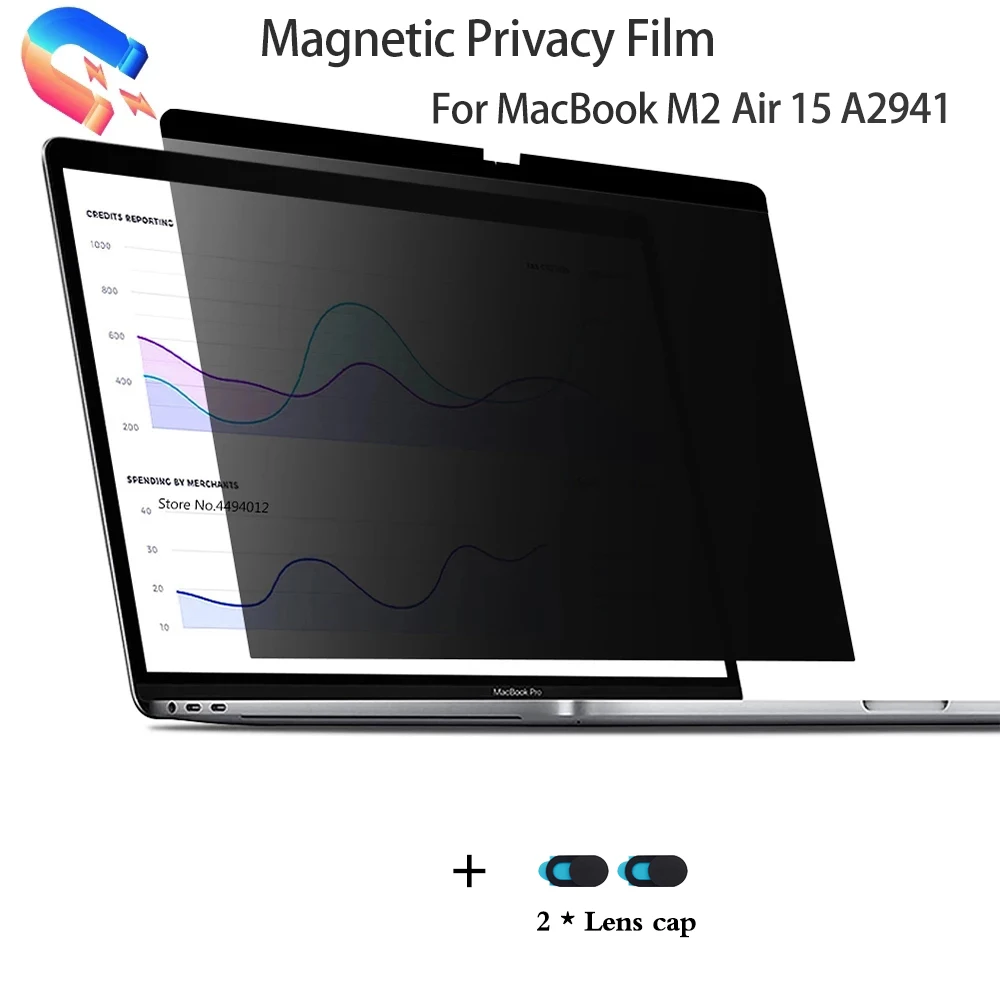 

Screen Protector For MacBook Air 15 2023 M2 15.3 Inch For Model A2941 Privacy Film With Magnetic Removable Lens Cap for Air 15