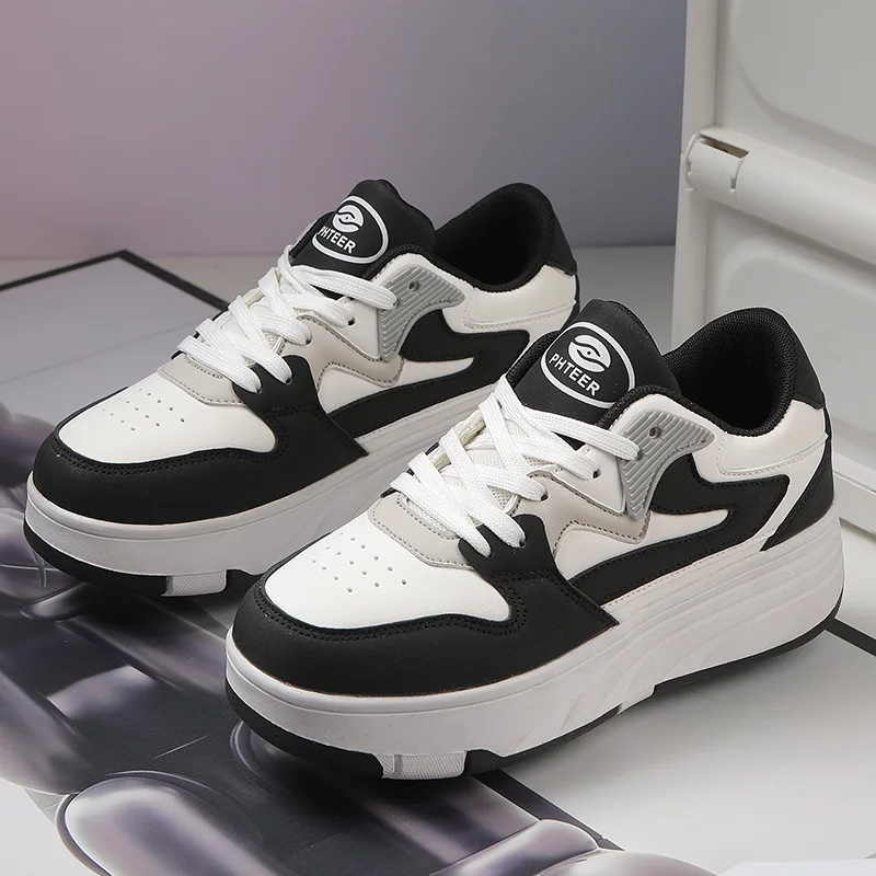 Roller Skate Shoe Walking Shoes Four-wheel Student Sports Pulleys Wheels Summer Spring Kids Sneakers, kids shoes