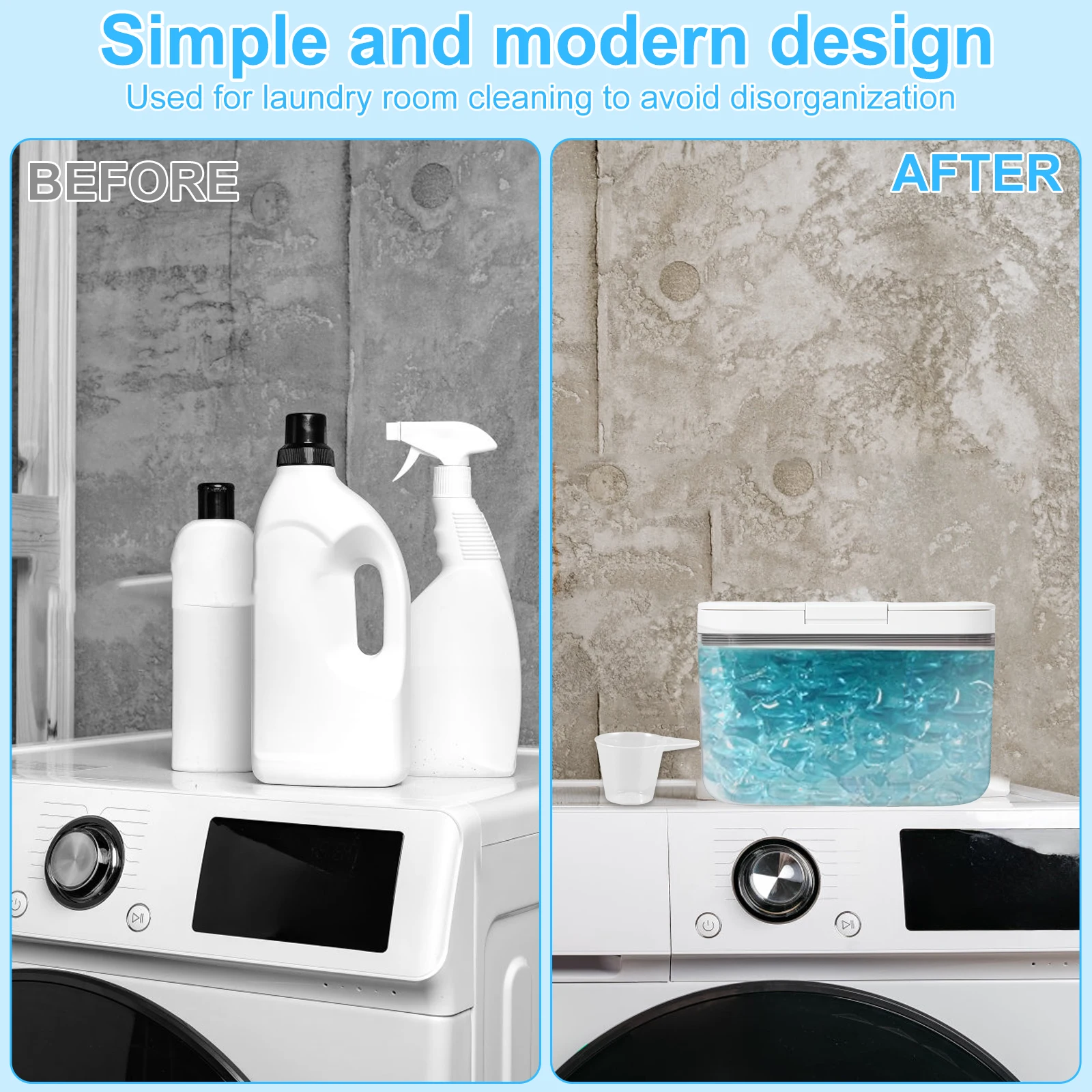 Compact Pop-Up Laundry Container with Measuring Cup - Sealed Storage